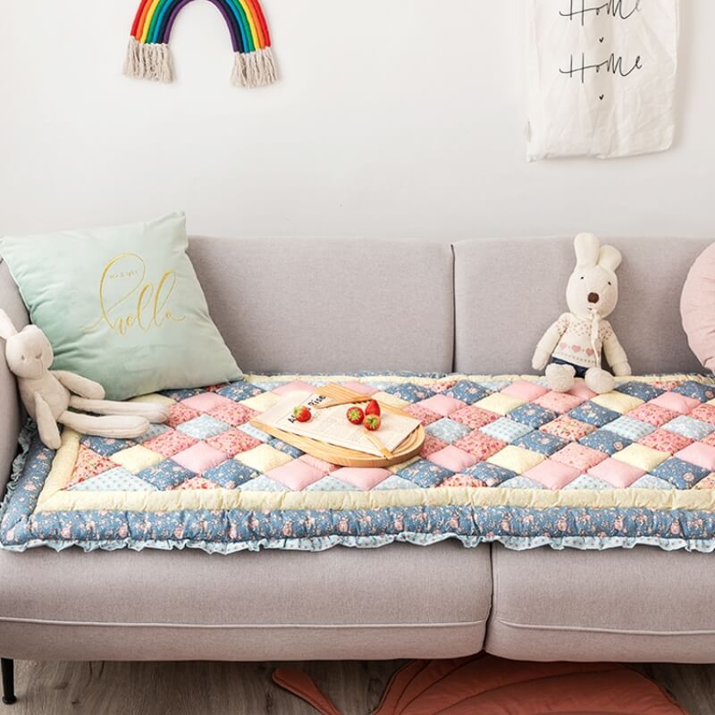 Washable pure cotton pet protector sofa cover with a beautiful floral pattern, easy care.