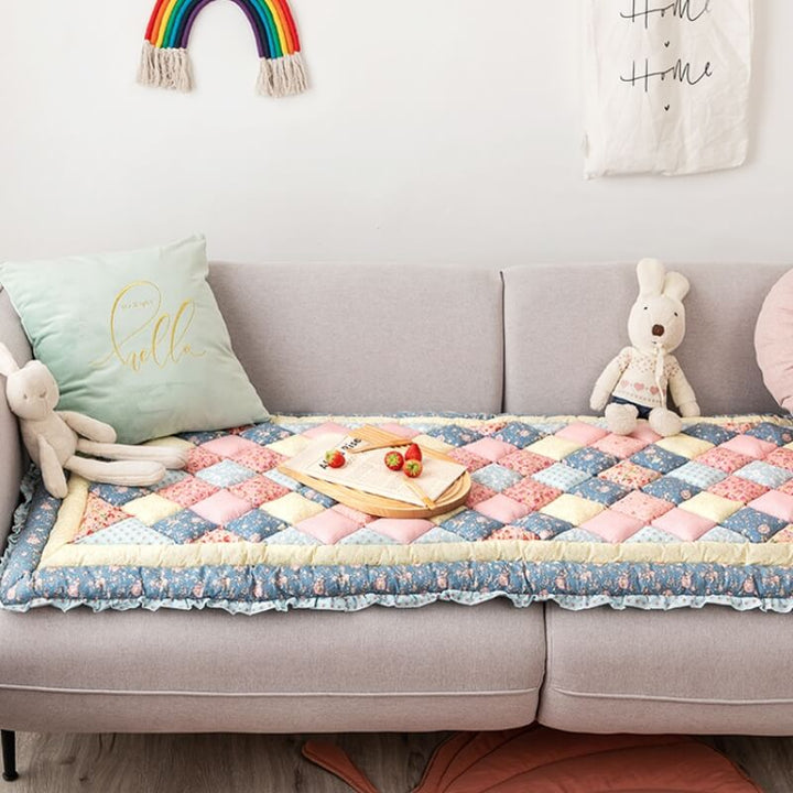 Washable pure cotton pet protector sofa cover with a beautiful floral pattern, easy care.