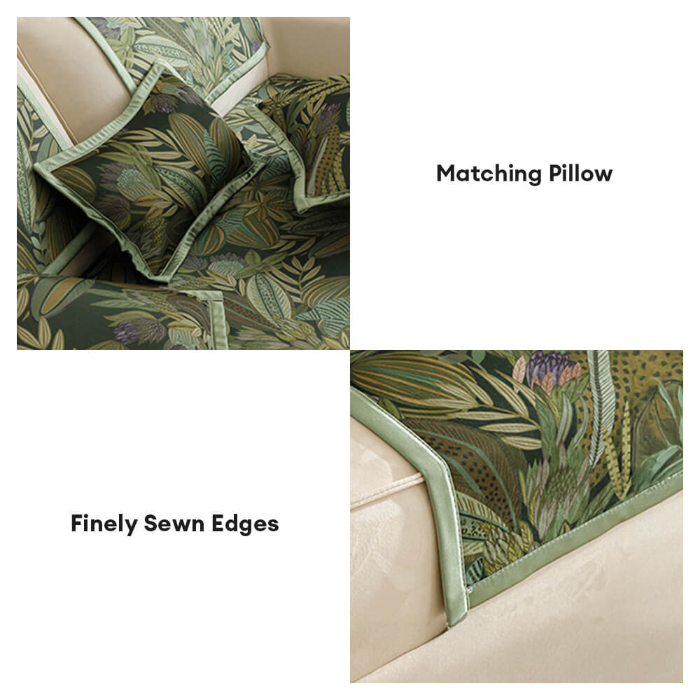 Luxury floral sofa cover with integrated cooling fabric, non-slip, fits most sofas
