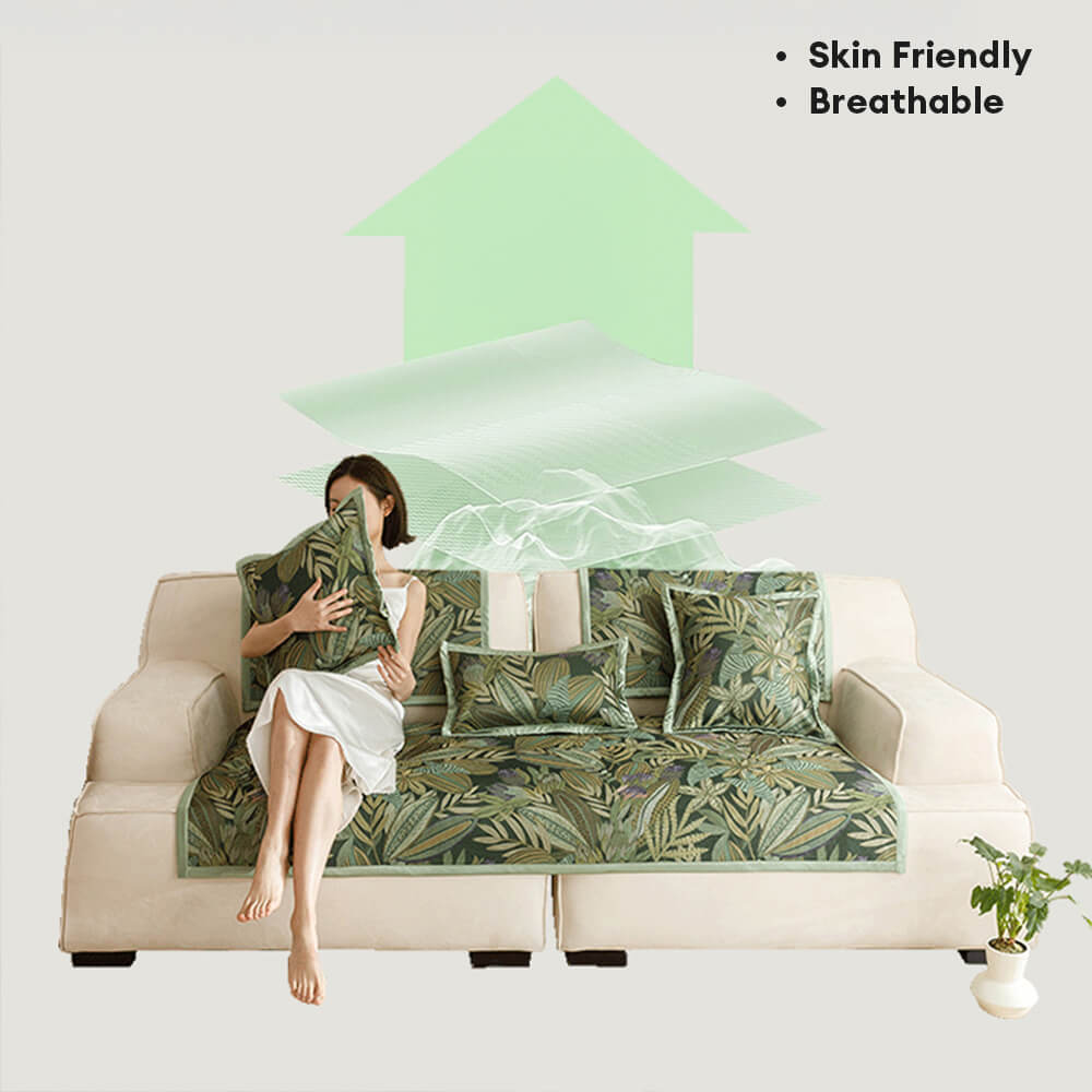 Modern floral sofa protector, cooling fabric, non-slip, sectional friendly, home decor