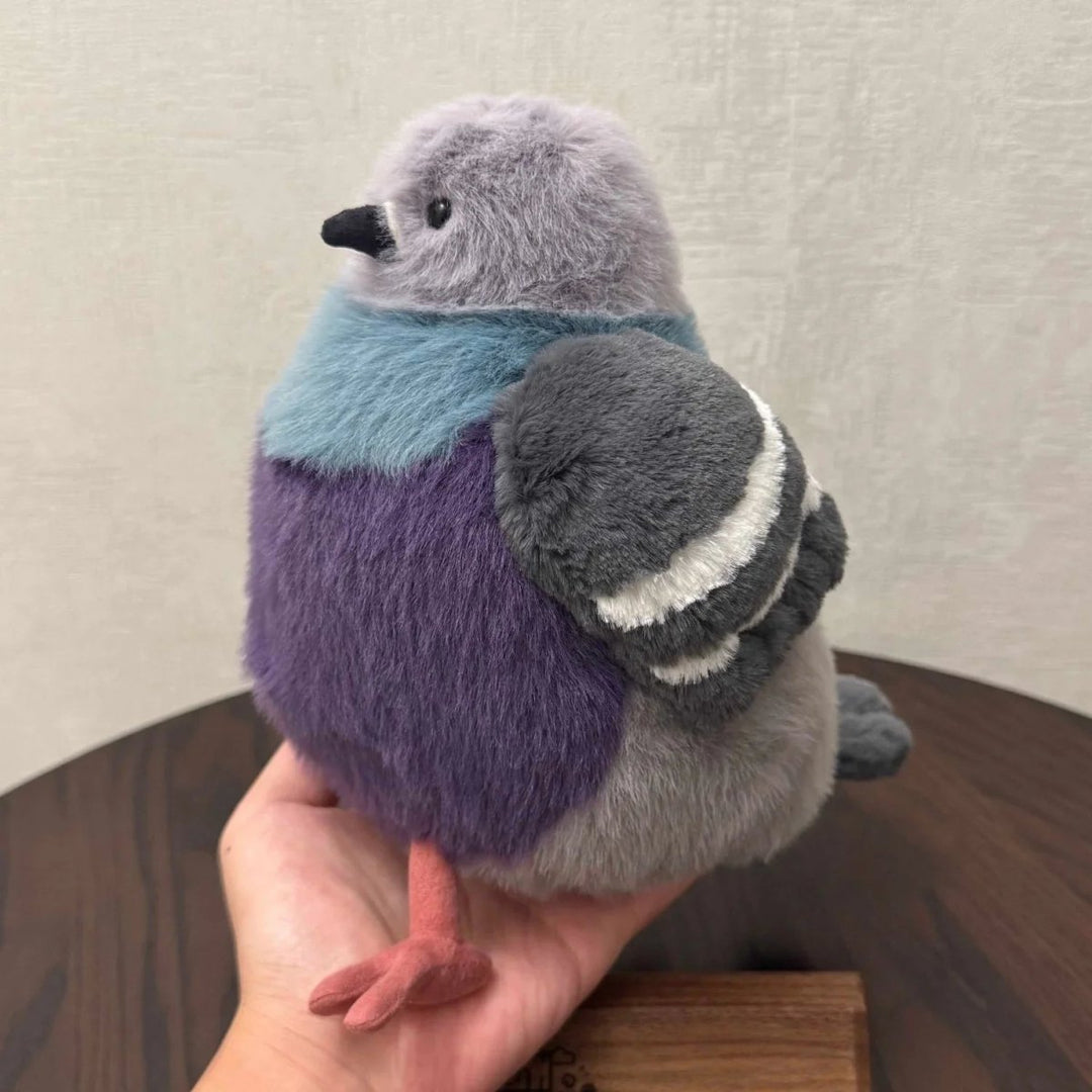 Ultra-soft KISSPIGEON fluffy pigeon plush toy, a comforting stuffed animal for kids. Cuddly companion.
