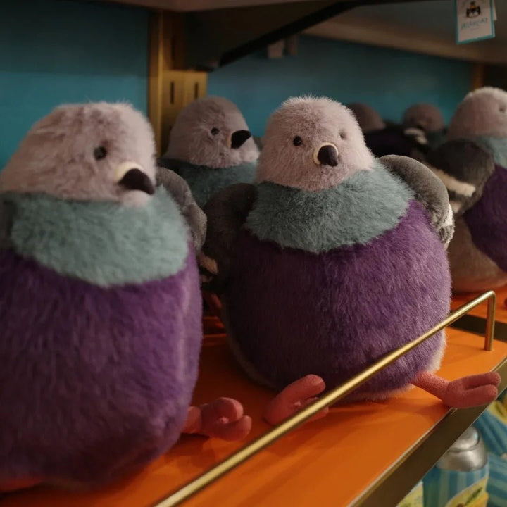 Cute KISSPIGEON fluffy pigeon animal plush toy, ideal soft stuffed animal for nursery decor & kids play.