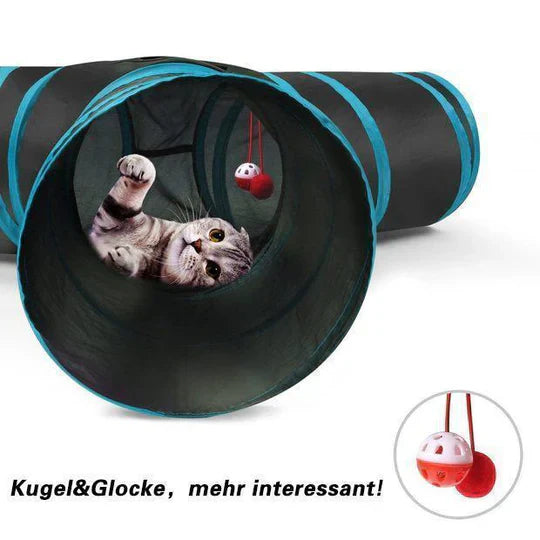 Pet accessory: 3-way foldable tunnel for engaging play with cats and small pets