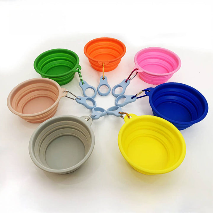 Portable transparent silicone pet travel bowl, an eco-friendly choice for pet food and water.