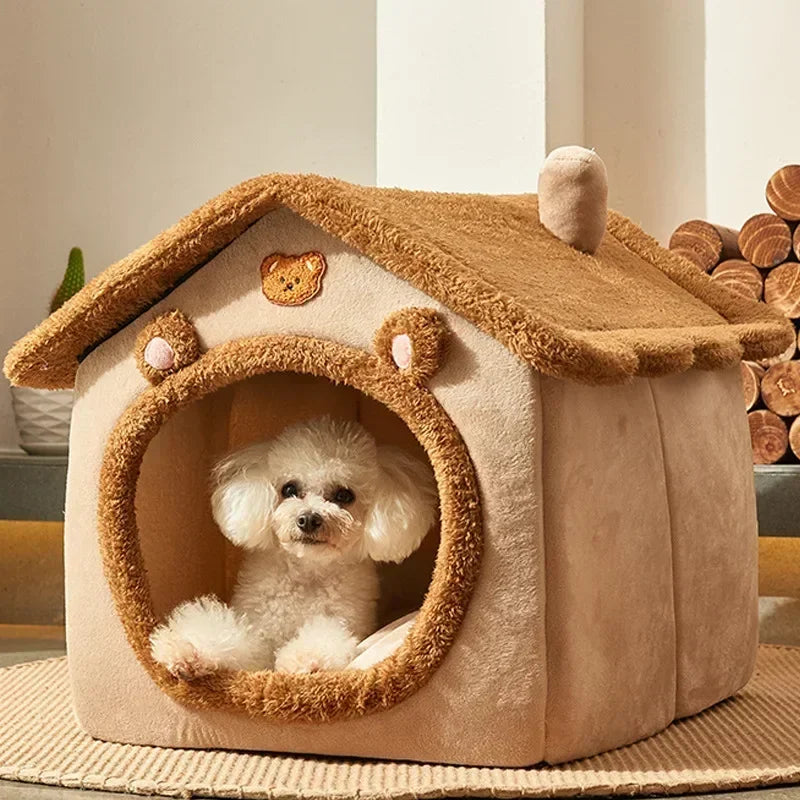 Unisex foldable pet bed, soft cotton & portable design for small dogs & cats