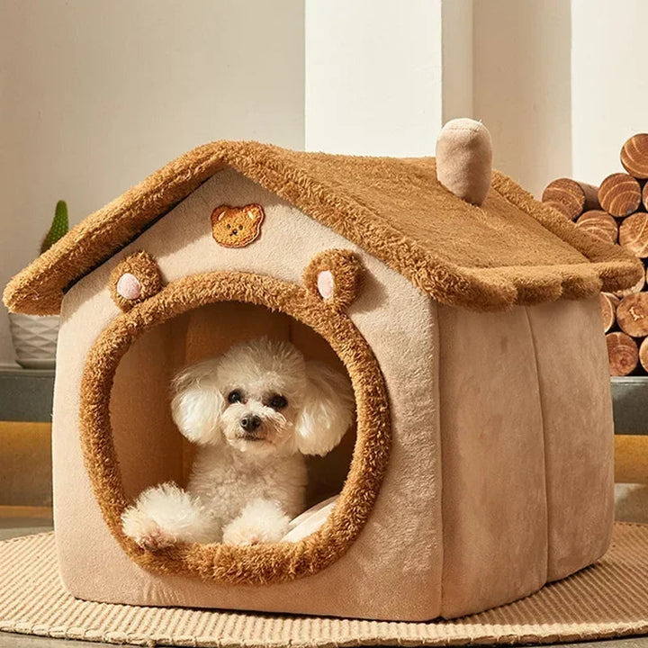 Unisex foldable pet bed, soft cotton & portable design for small dogs & cats