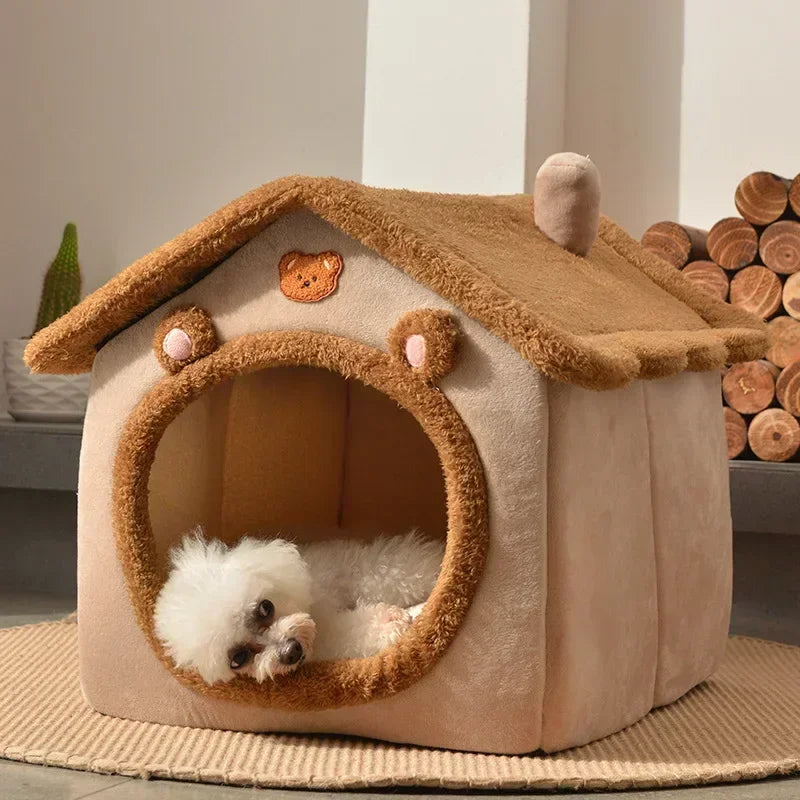 Cozy cotton pet house, foldable & portable, ideal for cats & small dogs