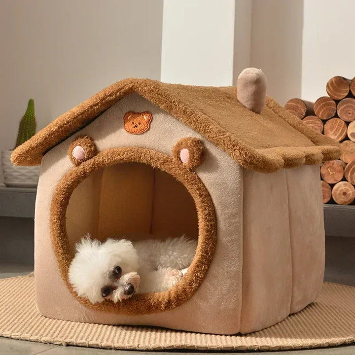 Cozy cotton pet house, foldable & portable, ideal for cats & small dogs