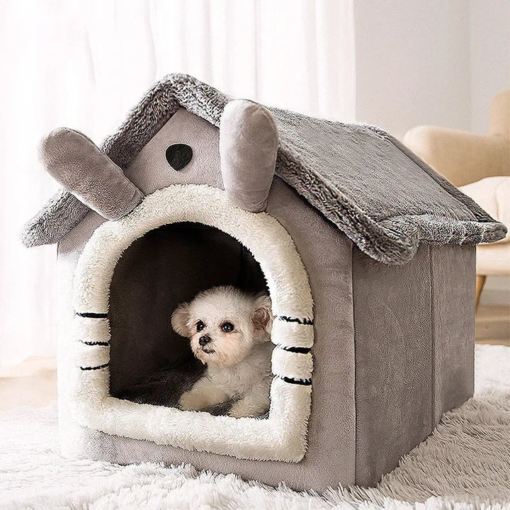 Pet bed for dogs & cats, foldable cotton design, great for home or travel