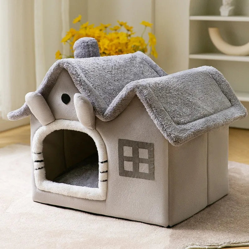 Portable pet bed, foldable cotton for cats & dogs, soft and cozy pet house