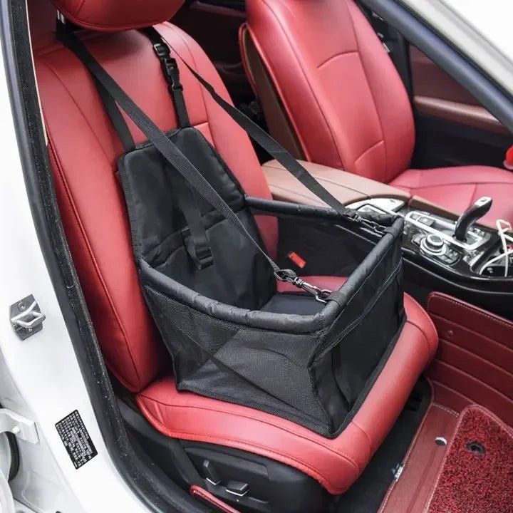 Pet travel booster seat for small dogs, foldable design with safety belt for car safety