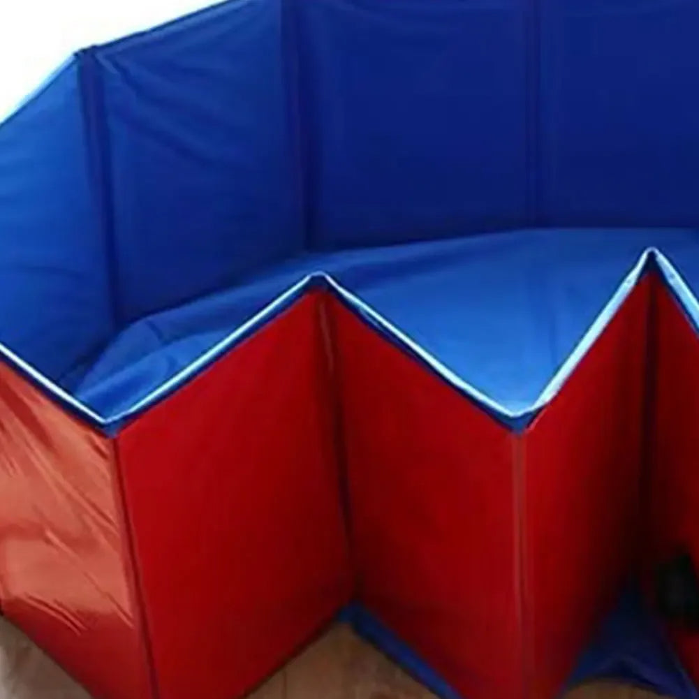 Portable collapsible dog bathing pool, blue, designed for canine outdoor summer fun