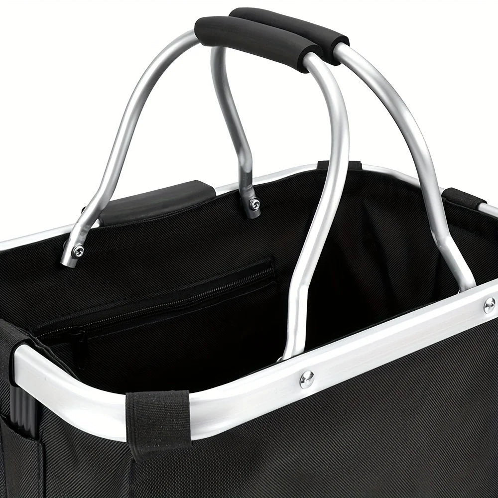 Foldable cat carrier bike basket, soft-sided pet accessory for small animals during travel.