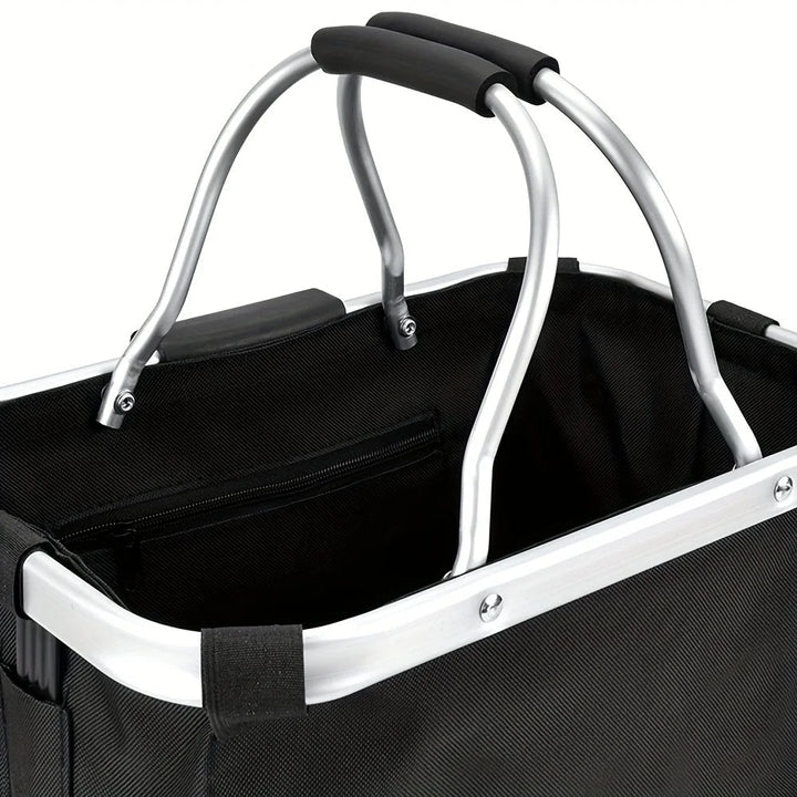 Foldable cat carrier bike basket, soft-sided pet accessory for small animals during travel.
