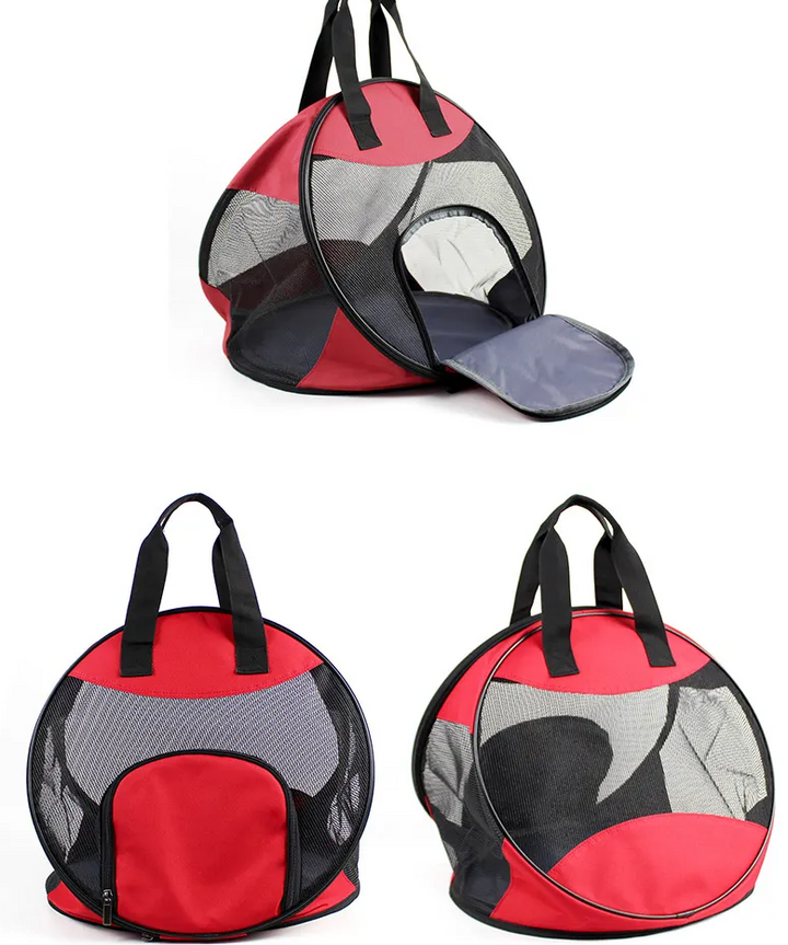 Travel pet carrier for dogs & cats, foldable design for cars, comfortable & secure.