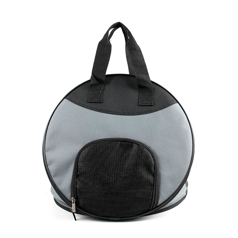 Unisex portable pet carrier bag, ideal for car trips, with soft mat inside.