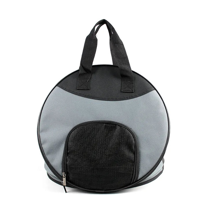 Unisex portable pet carrier bag, ideal for car trips, with soft mat inside.
