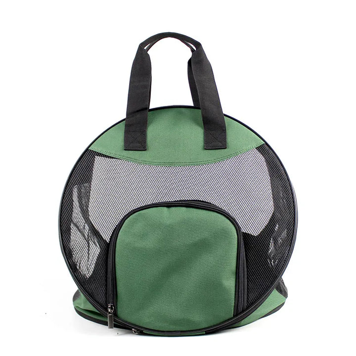 Pet car carrier for cats & small pets, breathable, foldable for easy storage.