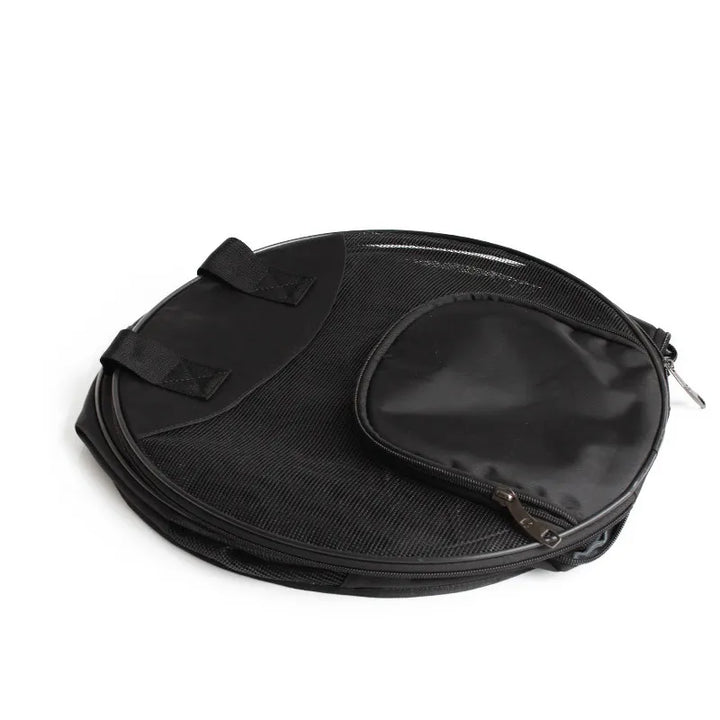 Unisex pet carrier for safe car travel, featuring mesh ventilation & soft base.