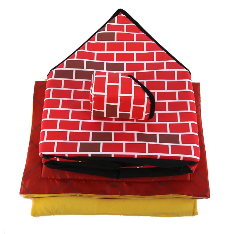 Dog comfort: foldable pet bed with stylish brick design for any pet space