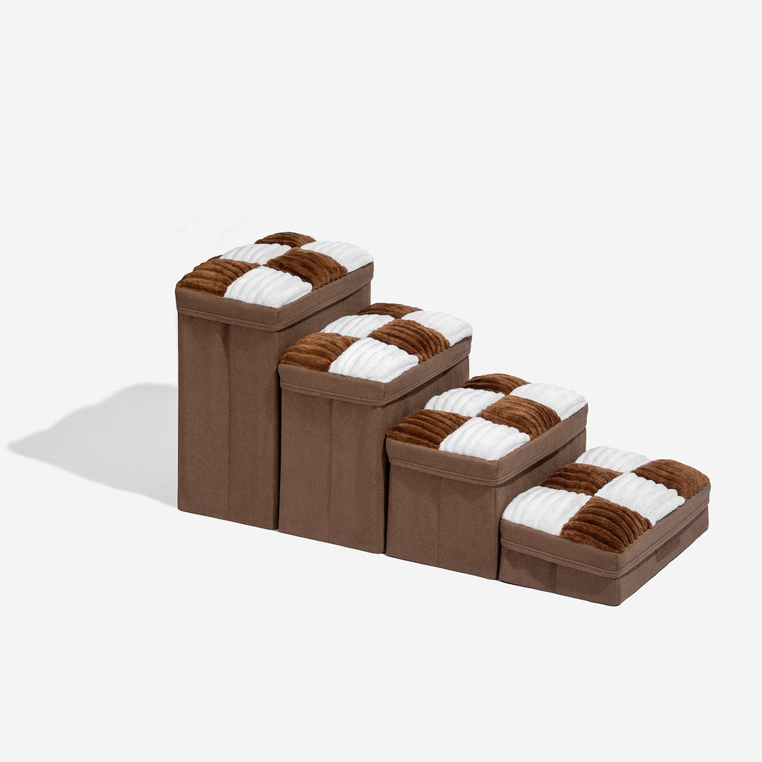 Foldable pet furniture for dogs & cats featuring storage, ideal for small spaces.