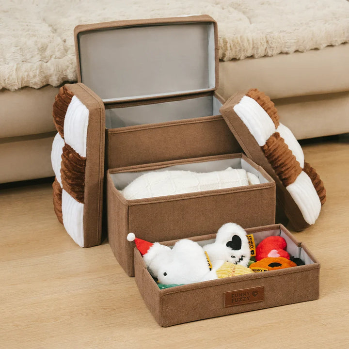 Foldable 3-step pet stairs with storage, easy to assemble and store, for pets' comfort.