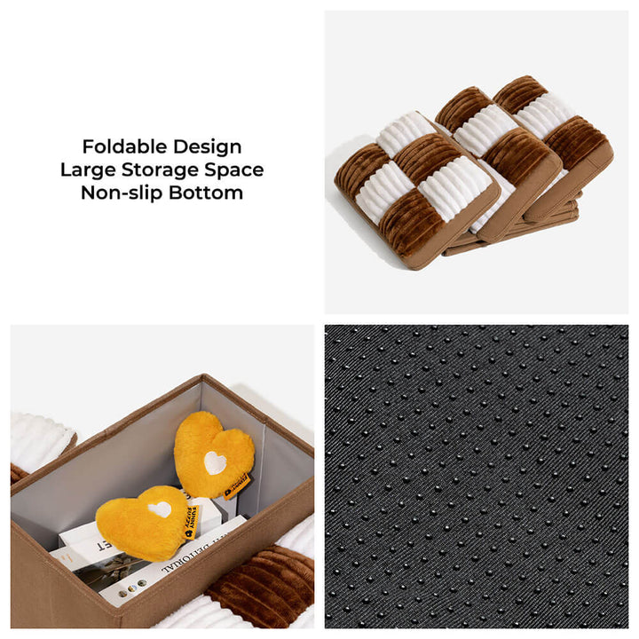 Close-up of foldable pet stairs storage compartment, highlighting functionality for small dogs.