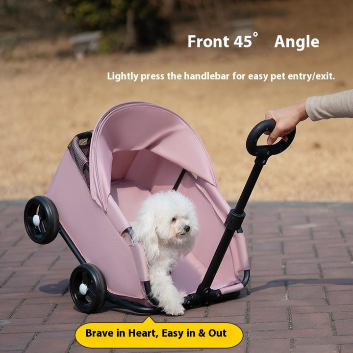 Compact pet stroller in New4 design, perfect dog cart or cat carrier for easy transport.