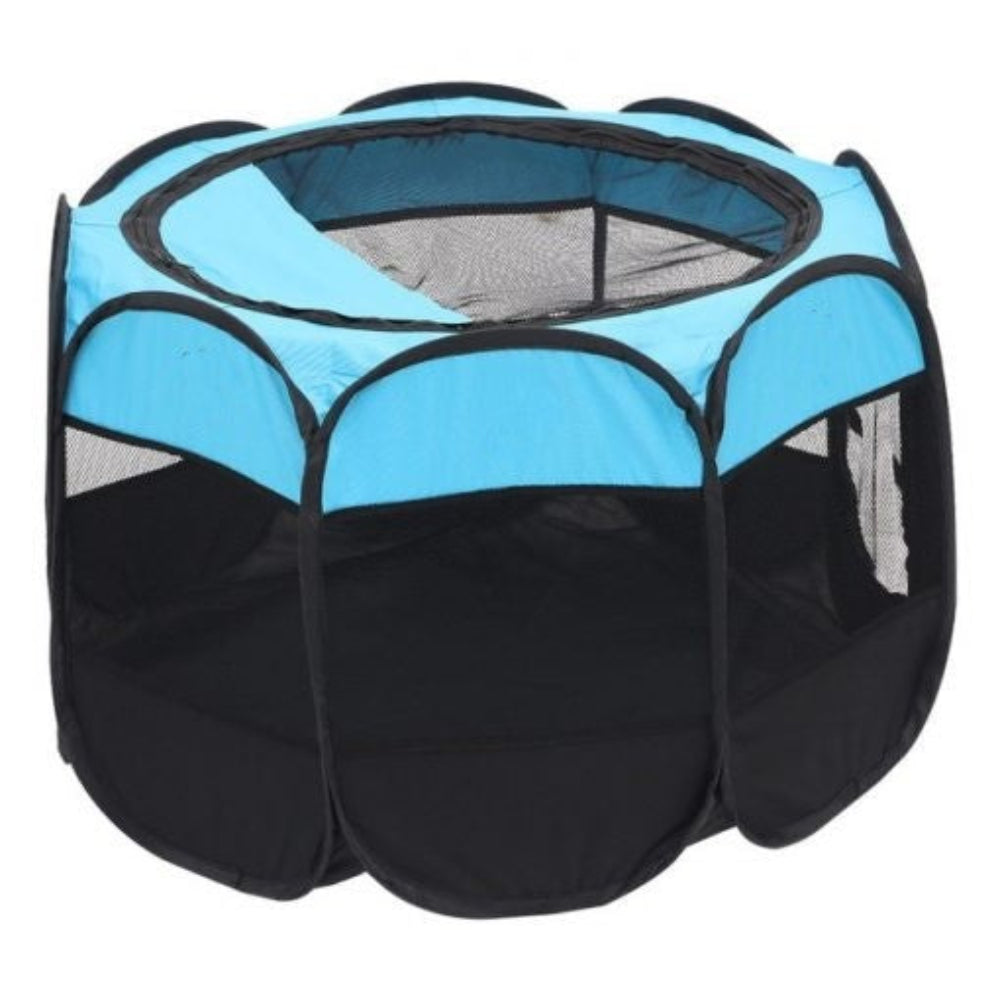 Foldable pet tent for dogs & cats, grey, with mesh windows, portable outdoor pet bed