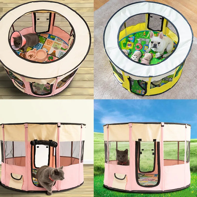 Lightweight pet tent with breathable mesh, an ideal portable cat bed for small pets.