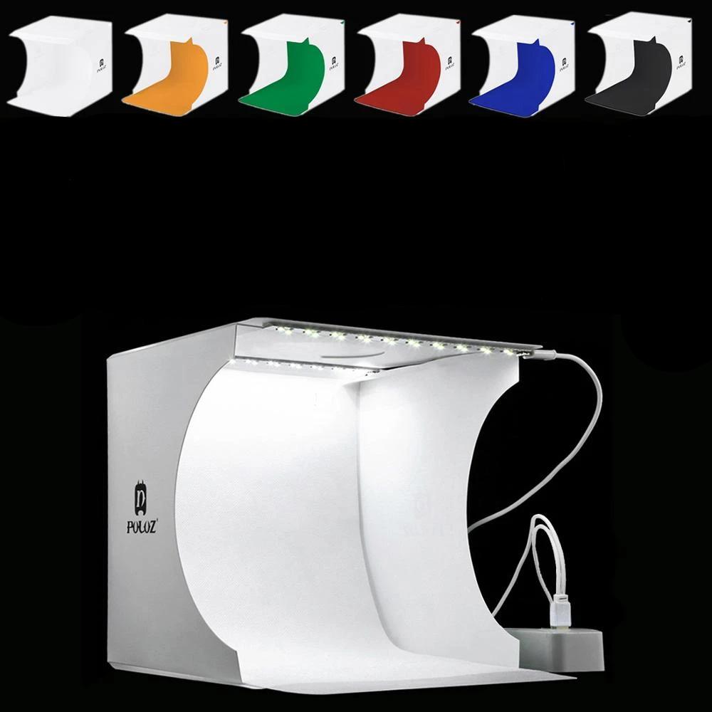 Mini portable studio with powerful LED lights, ideal for high-quality ecommerce product photos & content creation.