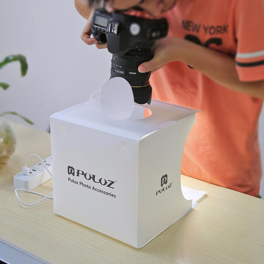Portable photography studio kit with bright LED lighting for stunning, evenly lit small product shots & content.