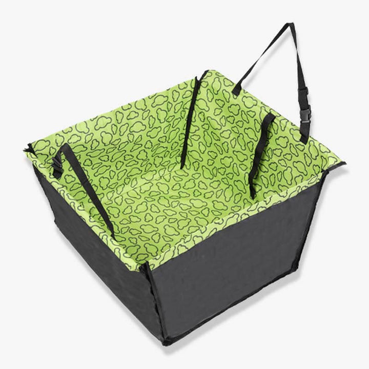 Packaging shot of the foldable thickened waterproof dog car seat cover, ready for dispatch, pet travel gear.