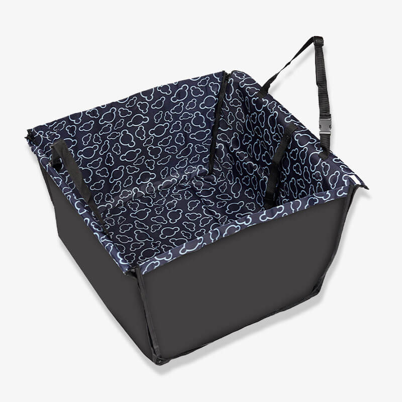 Illustrative diagram showing how to install the easy-clean waterproof dog car seat cover for car protection.