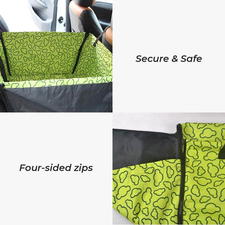 Side view of the thickened waterproof dog car seat cover, built for comfort and car protection during pet travel.
