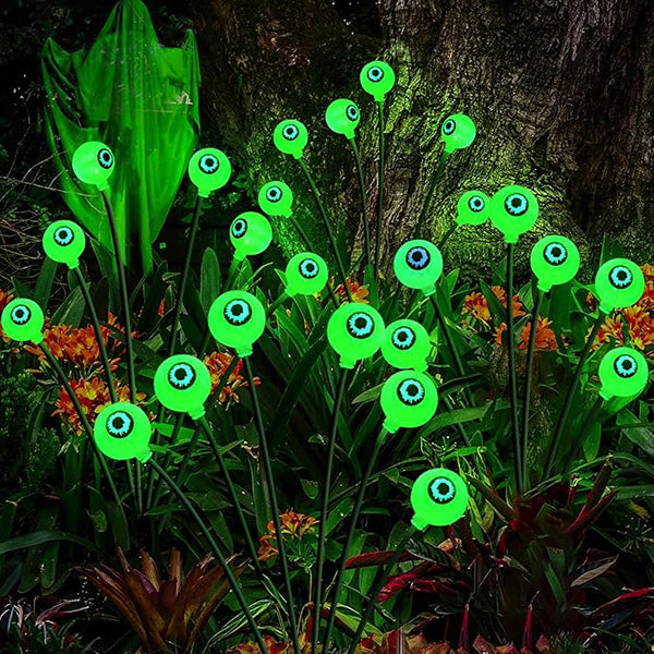 Seasonal decor: set of four solar-powered scary eyeball lights for Halloween festivals