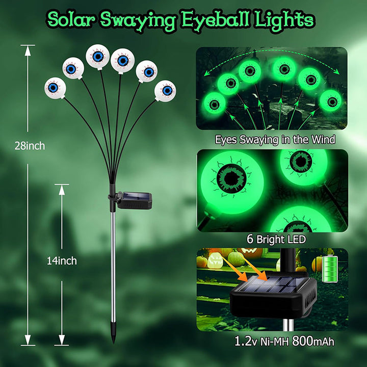 Halloween garden decor: 4 solar LED eyeball lights creating a eerie ambiance