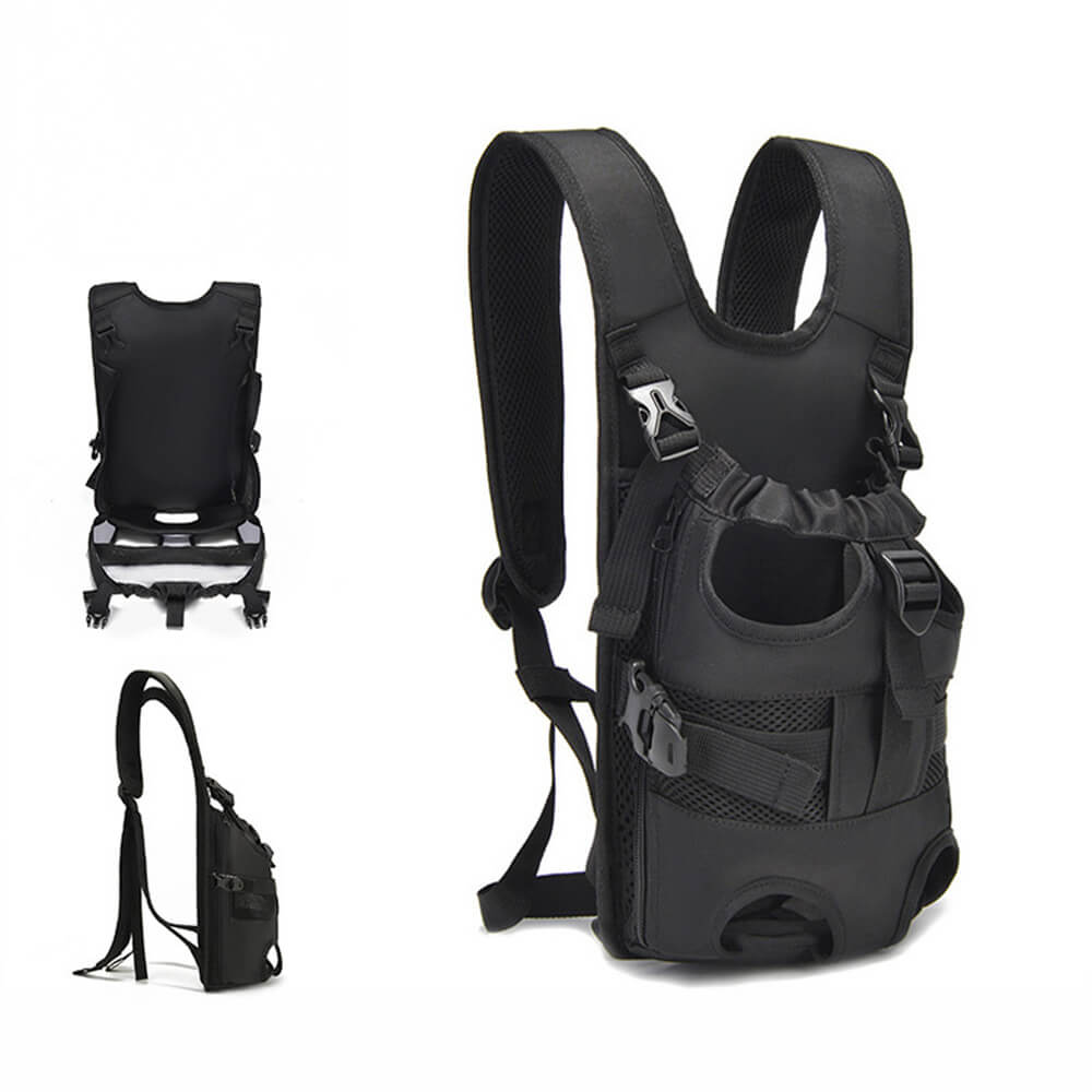 Comfortable small dog carrier, front-hugging style, providing a secure and cozy space for travel.