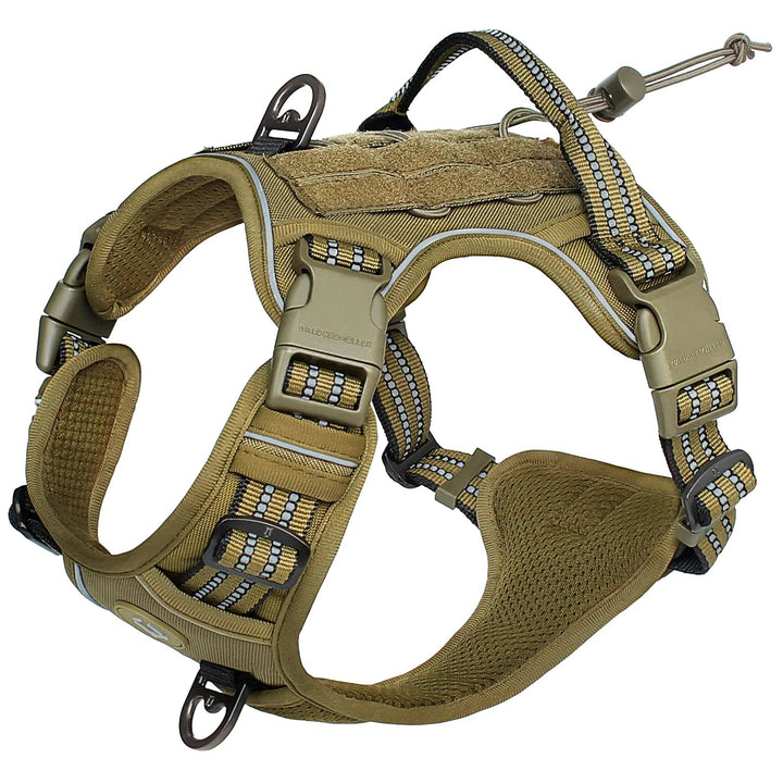 Close-up of breathable mesh lining and durable straps on a tactical dog harness.