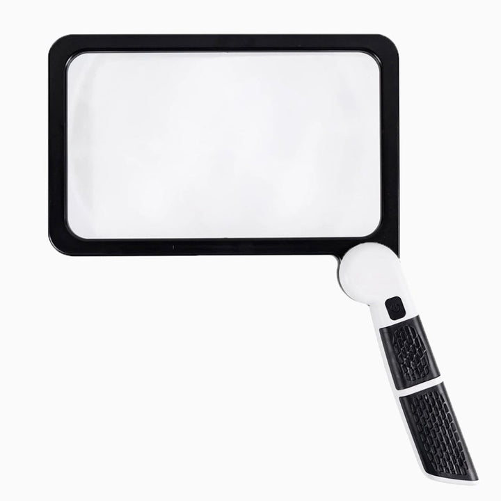 Handheld full page magnifier for elderly & low vision, making reading documents, books, and crafts easier.