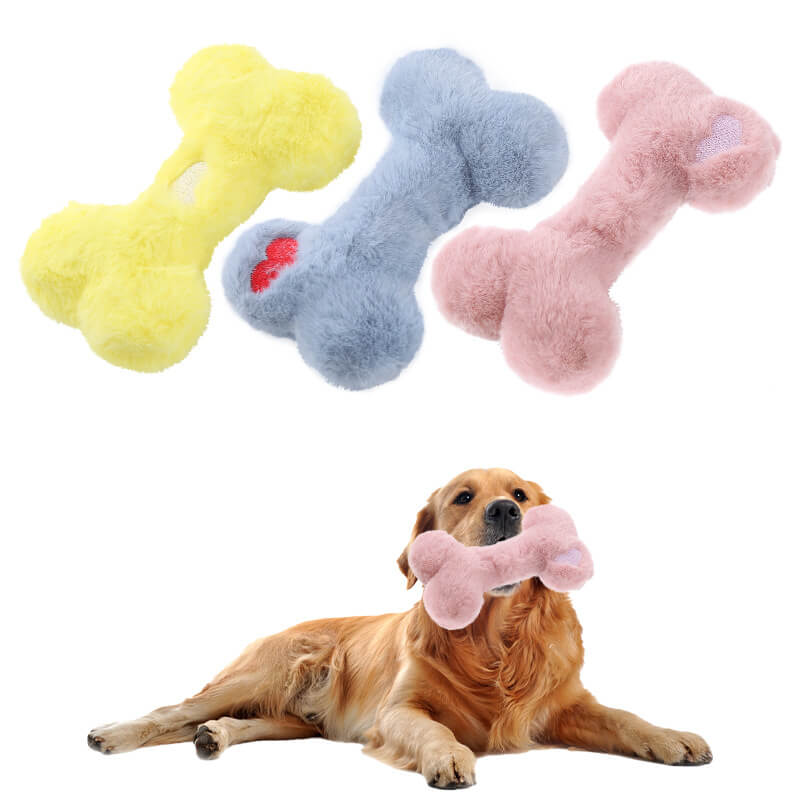 Funny Bone squeaky dog plush chew toy, interactive pet supplies, durable for enrichment