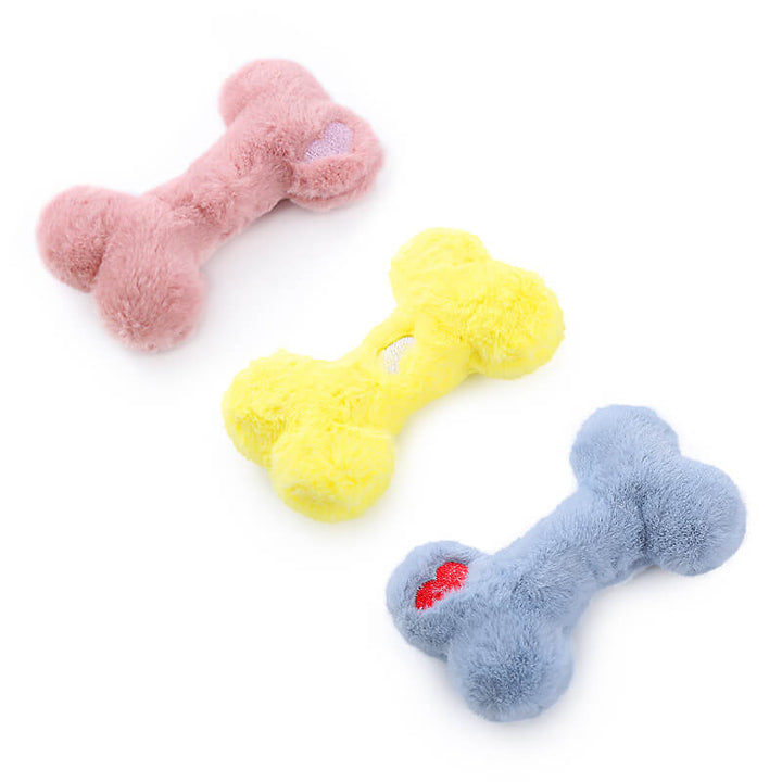 Unisex dog bone squeaky plush toy, soft chew for pets, washable and fun interactive play