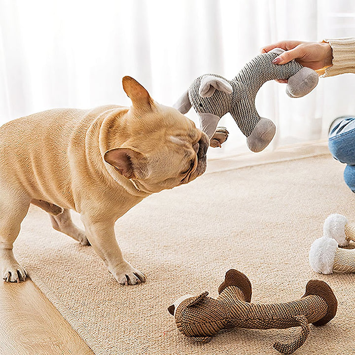 Unisex animal plush dog toy with squeaker, perfect for small to medium dogs