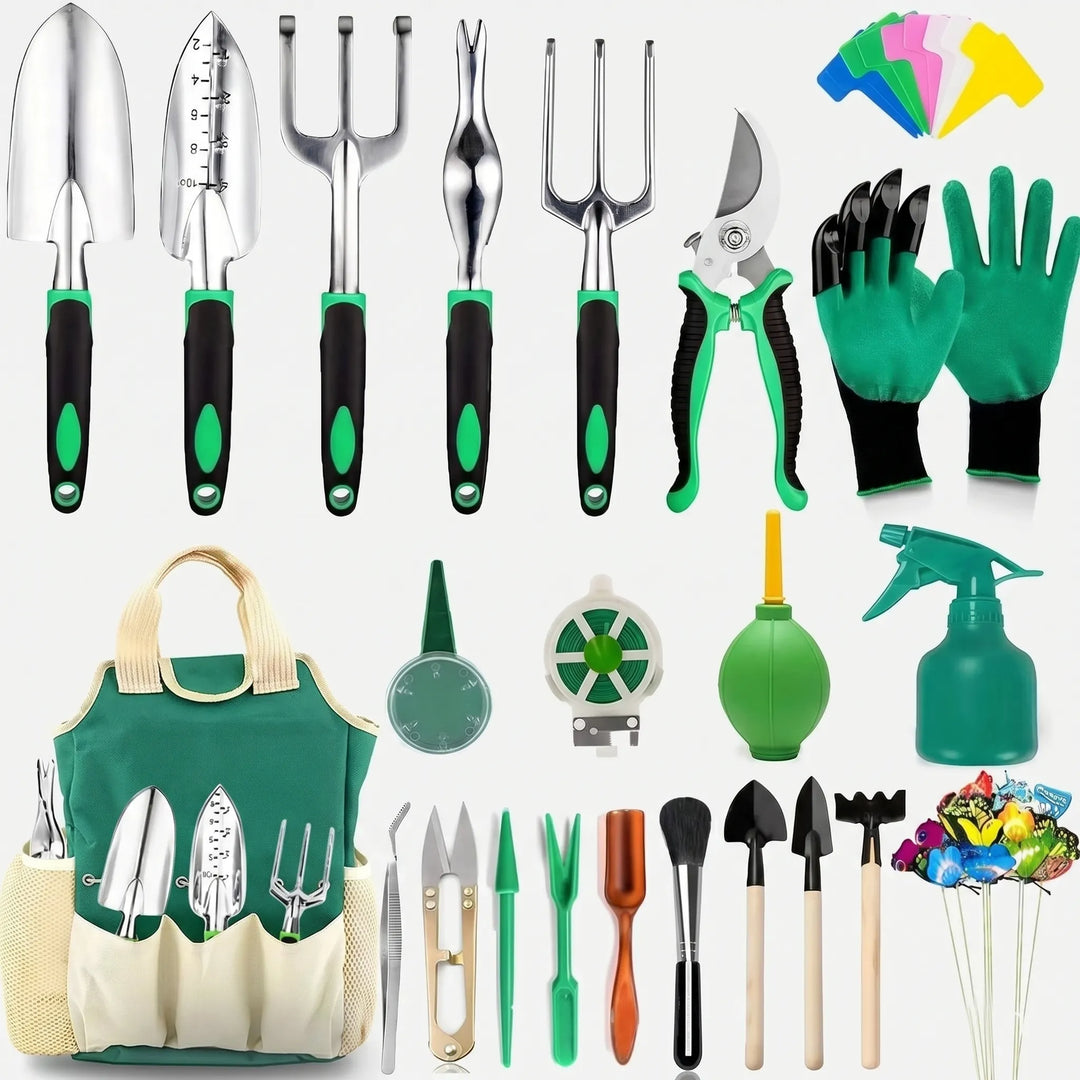 Home garden essentials: a complete gardening tool set with a tote bag, perfect for indoor & outdoor plant maintenance.