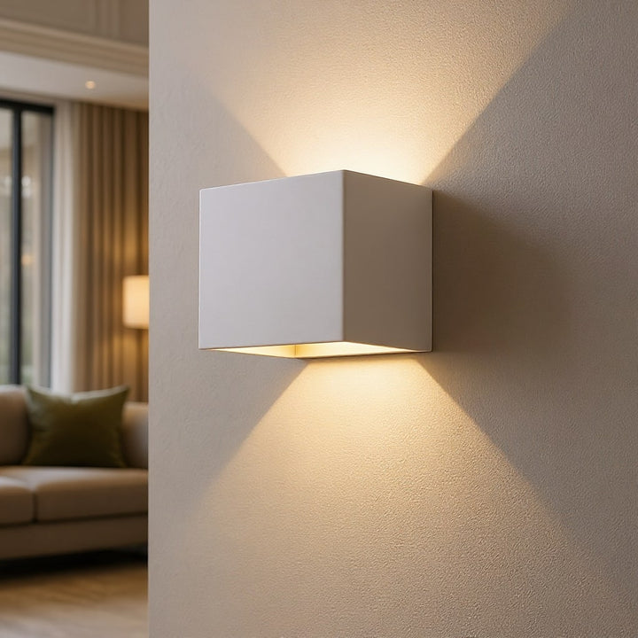 White wireless motion sensor LED wall lamp, ideal for bedroom, hallway, or outdoor home decor lighting.