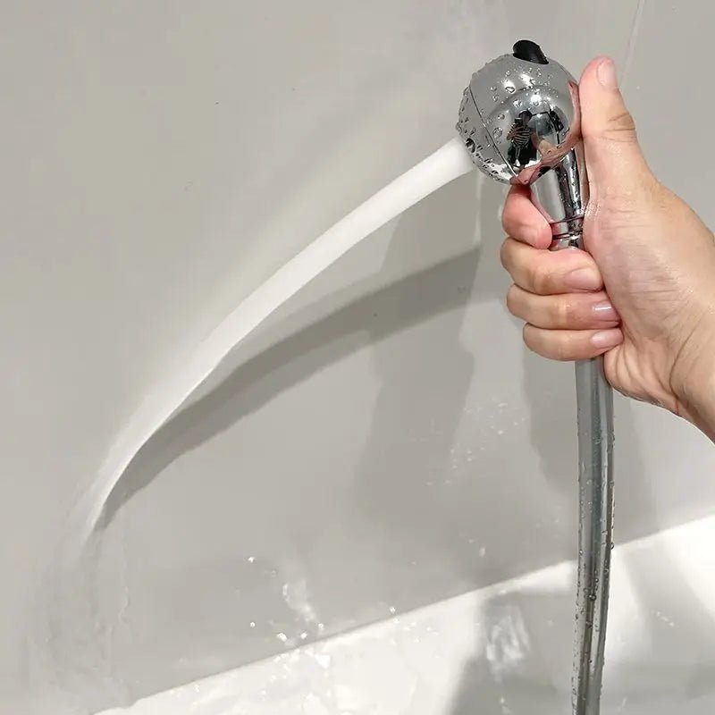 Universal pet shower attachment for quick dog baths, ensuring a gentle and stress-free experience