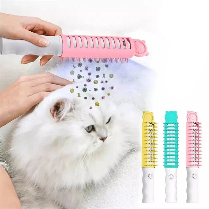 Gentle Heat Pet Grooming Brush for dogs & cats, an electric heated brush for comfortable fur care.