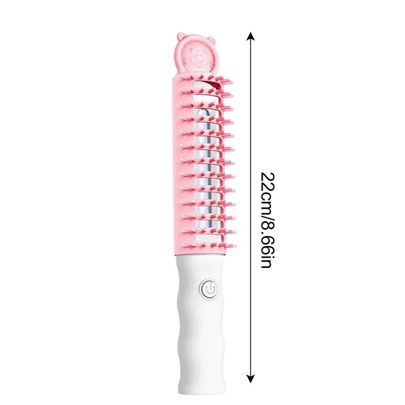 Cat being groomed with the Gentle Heat Pet Grooming Brush, a heated electric brush for animal health.