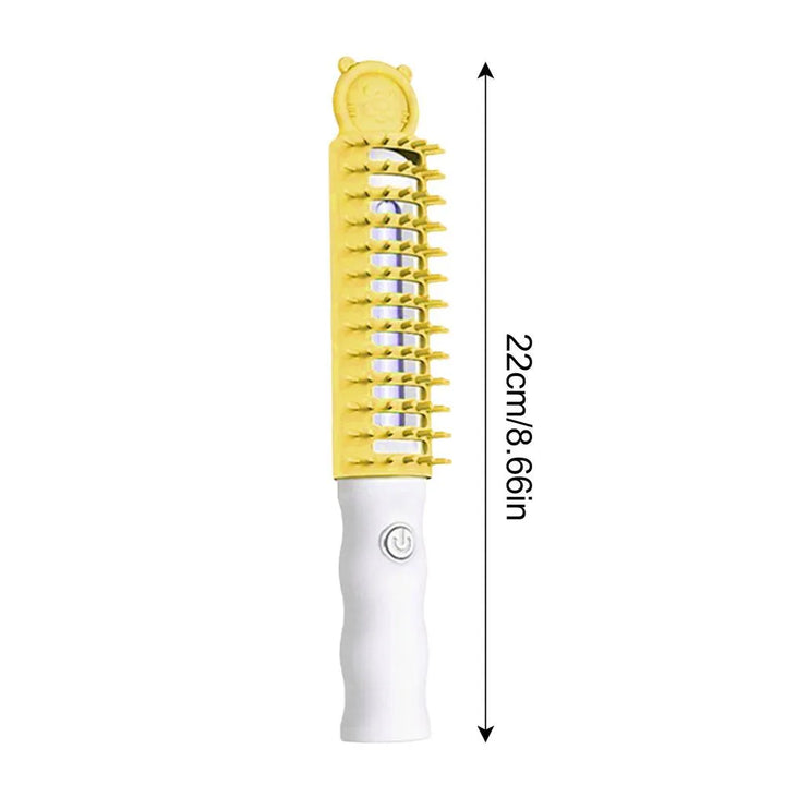 Ergonomic design of the Gentle Heat Pet Grooming Brush, a comfortable grooming tool for pet owners.