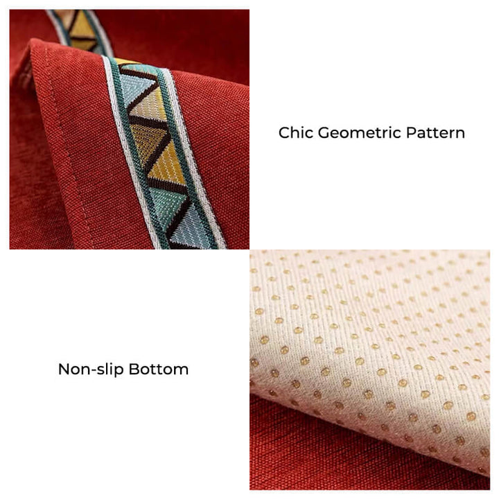 Luxury geometric chenille sofa cover, multi-color pattern, pet-friendly and durable couch protector